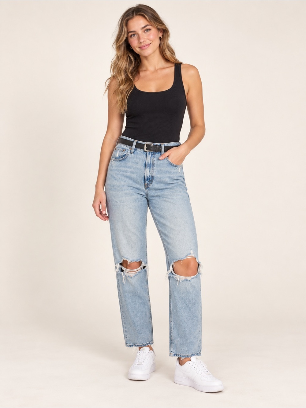 Abercrombie 90s Straight Ultra High Rise Ripped Jeans Women’s Size 16